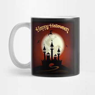 Halloween Background with Castle and Bat Mug